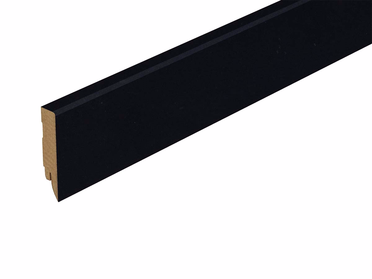 MDF plint zwart 14 × 78 mm — antraciet PVC vloer van Calitex