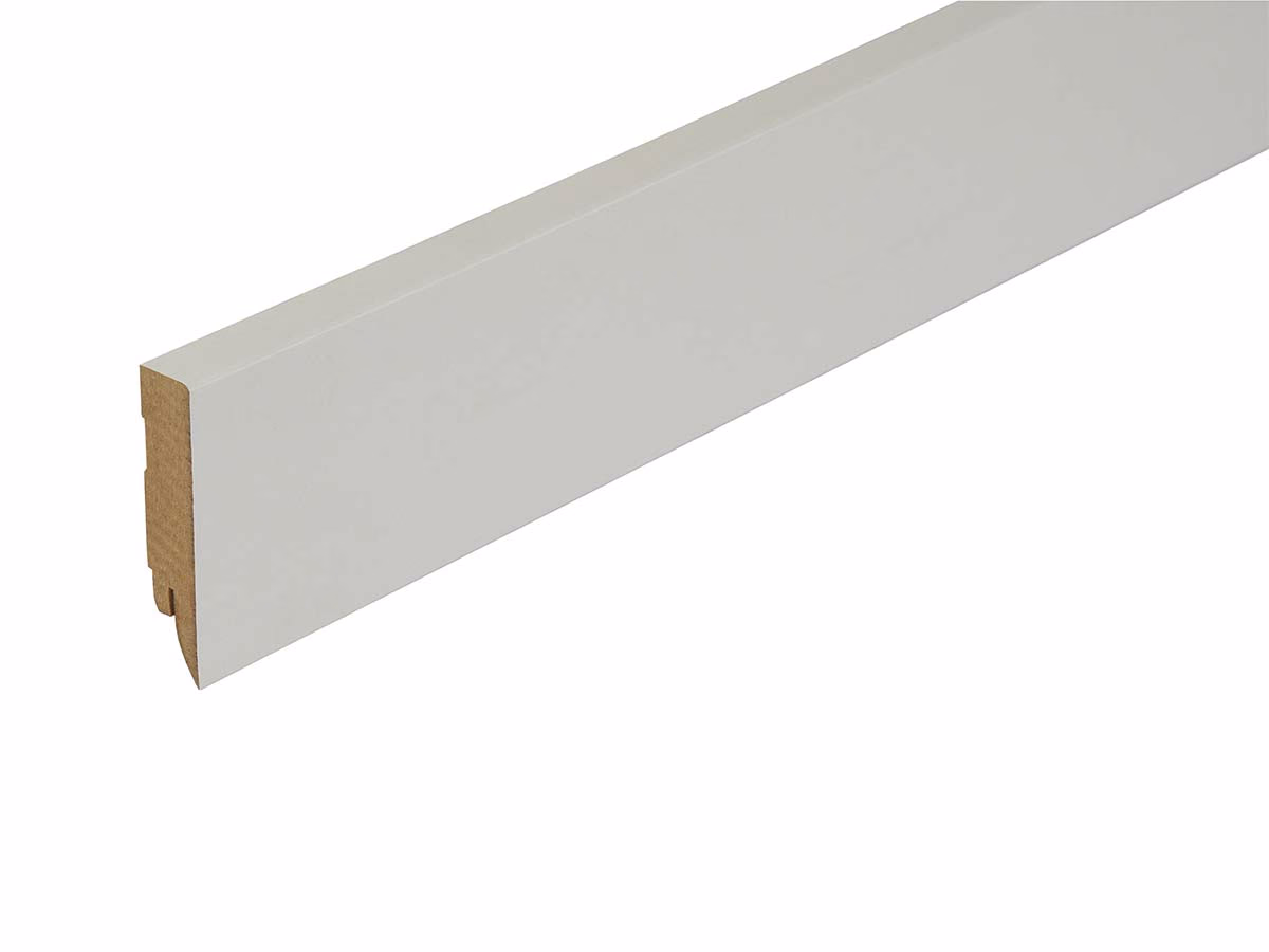 MDF plint wit 14 × 78 mm — wit & crème PVC vloer van Calitex