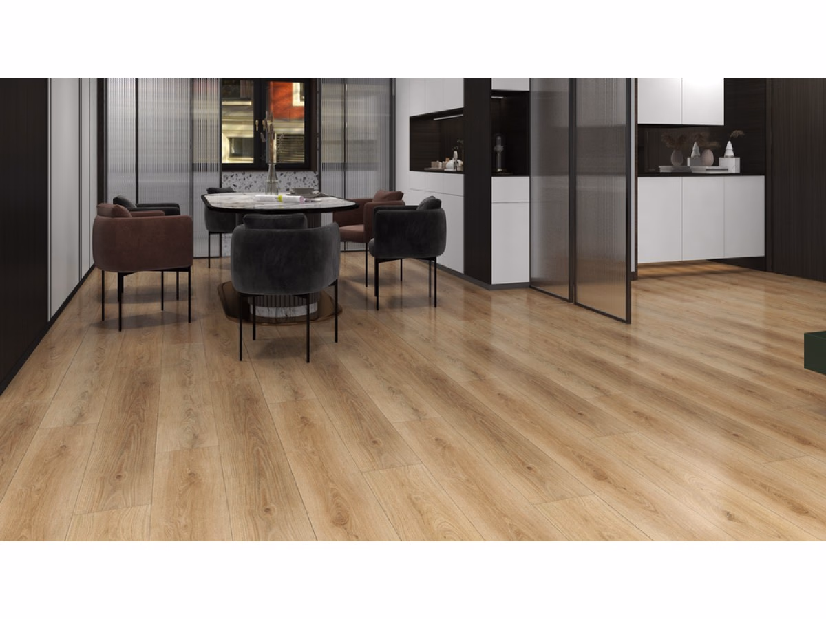Lesedi Plank Click in een woonkamer gelegd