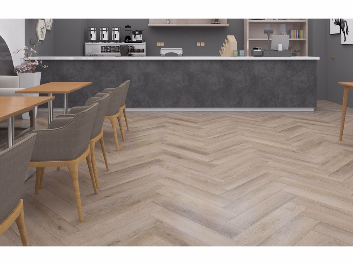 Lesatho Visgraat Click in een woonkamer gelegd