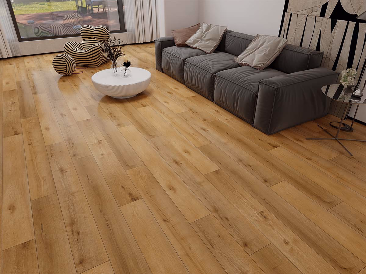 Natural Plank Dry-Back in een woonkamer gelegd