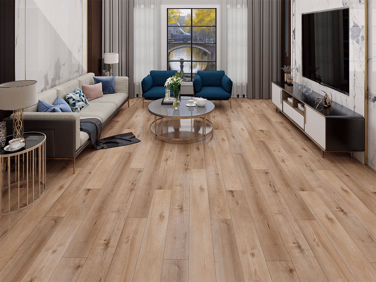 Melange Plank Dry-Back in een woonkamer gelegd